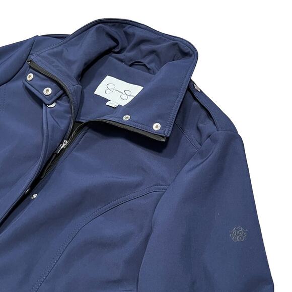 Jessica Simpson Navy Zip-Up Fleece Lined Water Resistant Jacket Womens Large - Picture 5 of 11